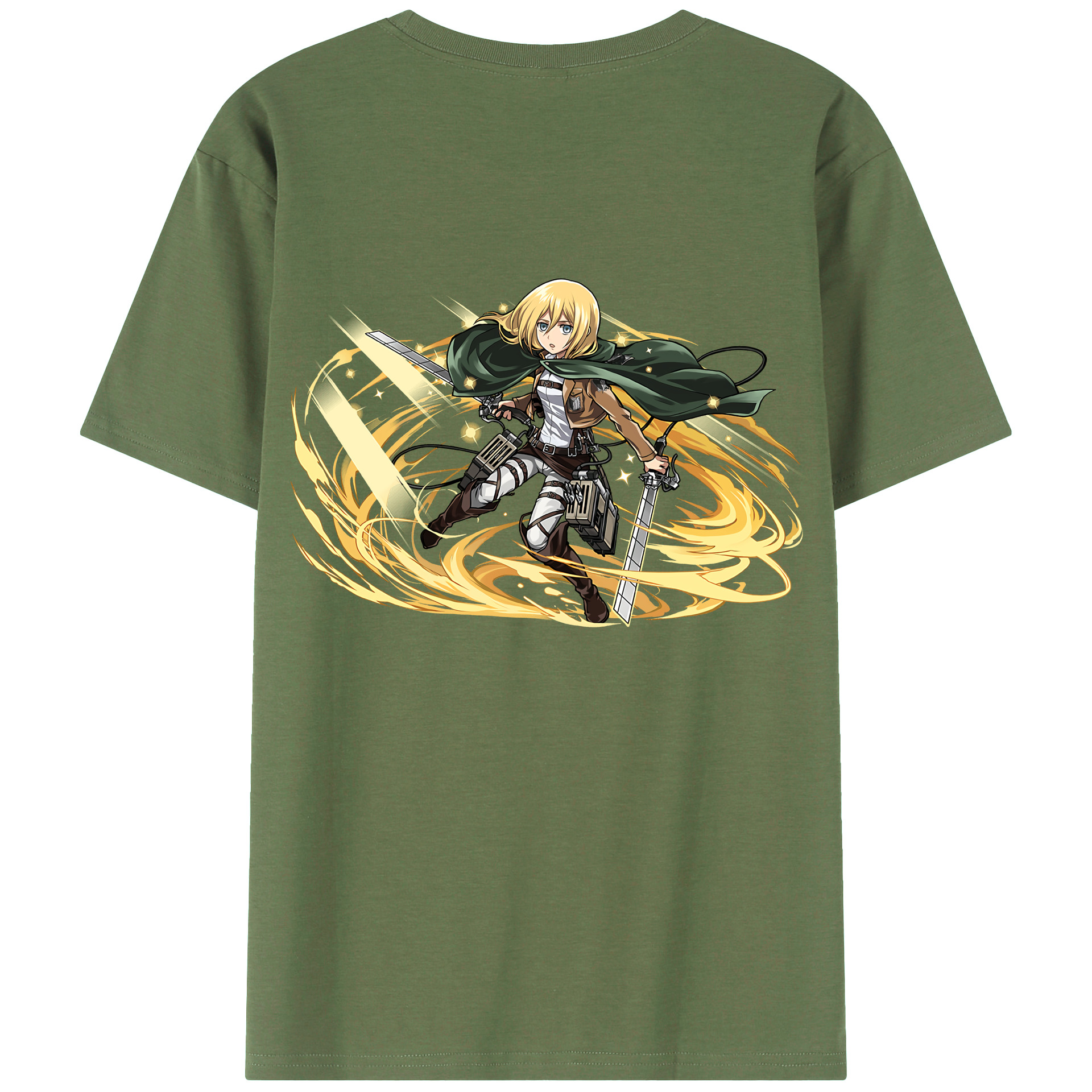 （画像用） 進撃の巨人 クリスタ·レンズ Attack on Titan Christa Lenz 綿100％ メンズ半袖Tシャツ（バックプリント） 通気性